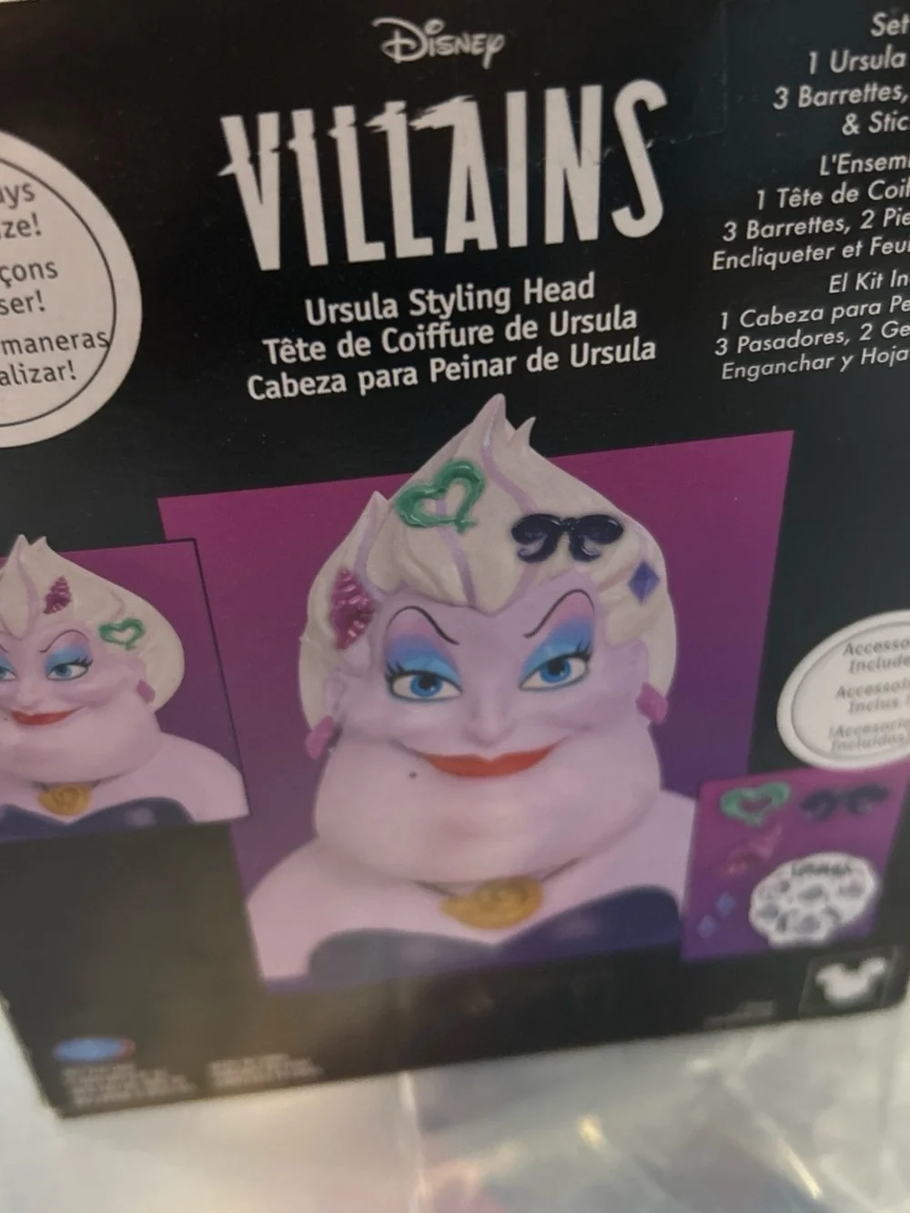 Disney Ursula Styling Head Toy - Purple, White, Teal, Pink